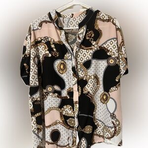 Shein Curve Black with Gold Women’s Blouse-2XL